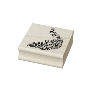 Attention to De Tail Blue Peacock Rubber Stamp
