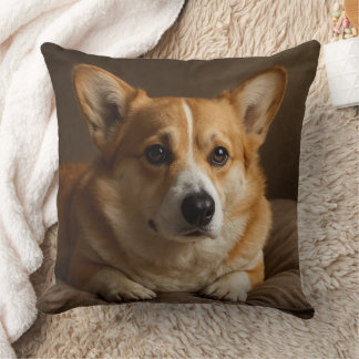 Attentive Corgi Throw Pillow