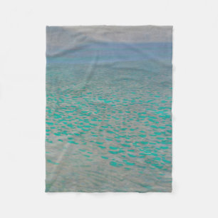 Attersee, Coastal Landscape Painting, Gustav Klimt Fleece Blanket