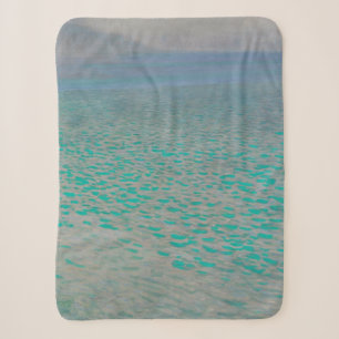 Attersee, Coastal Landscape Painting, Gustav Klimt Sherpa Blanket