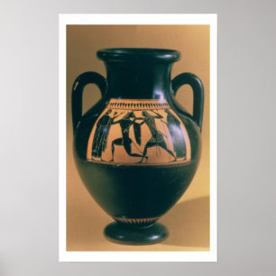 Attic black figure amphora depicting Theseus and t Poster