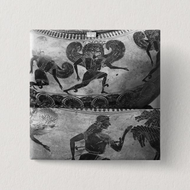 Attic black-figure dinos 2 inch square button (Front)