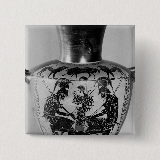 Attic black figure hydra 2 inch square button (Front)