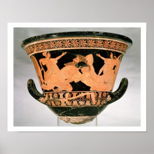 Attic red-figure calyx-krater depicting Herakles W Poster