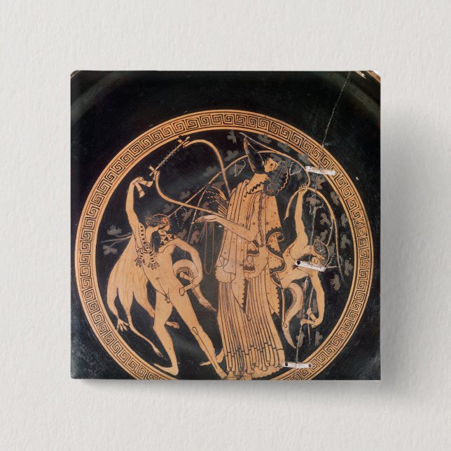 Attic red-figure vase 2 inch square button (Front)