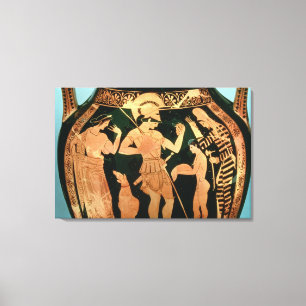 Attic Red figure vase depicting a soldier taking p Canvas Print