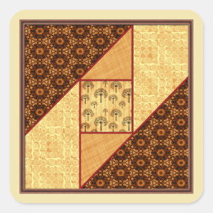 Attic Window in Rust & Gold Square Sticker