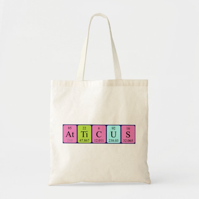 Atticus periodic table name tote bag (Front)