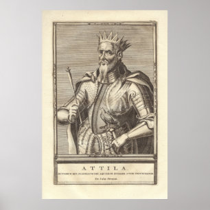 Attila The Hun, Scourge of God, from Antique Print