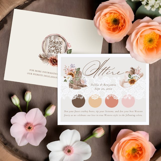 Attire Dress Code Floral Boho Western Hat Wedding Enclosure Card (Attire Dress Code Floral Boho Western Hat Wedding Enclosure Card)