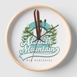 Attitash mountain new hampshire ski logo button clock