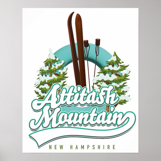 Attitash mountain new hampshire ski logo poster (Front)