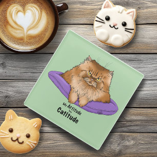 Attitude has Catitude Glass Coaster