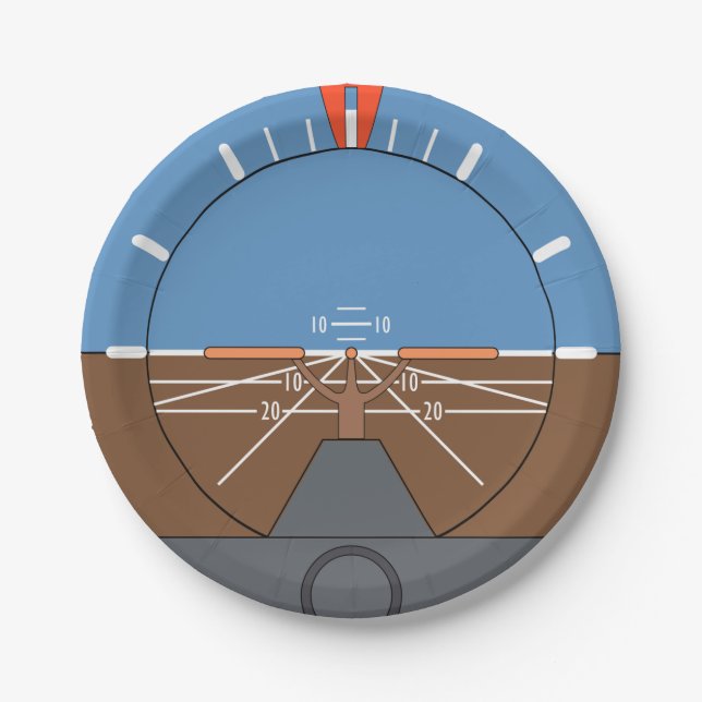 Attitude Indicator Aircraft Flight Instrument Paper Plate (Front)
