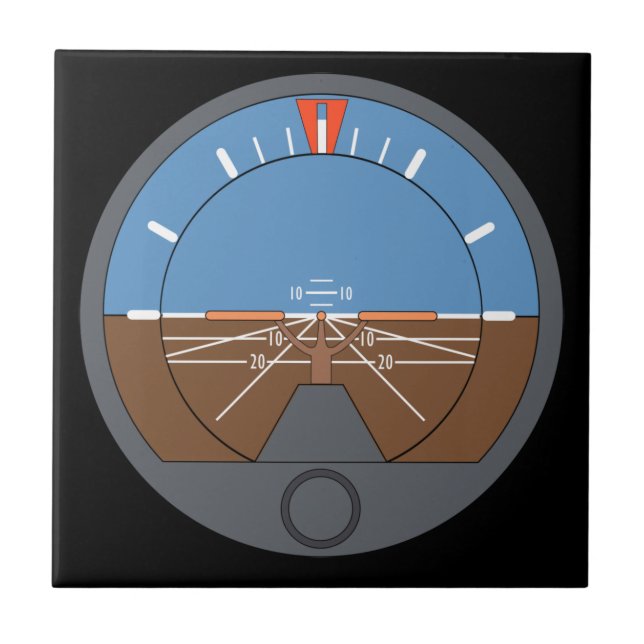 Attitude Indicator Aircraft Flight Instrument Tile (Front)