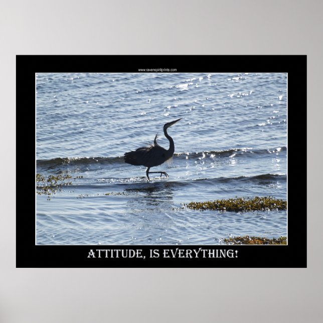 ATTITUDE IS EVERYTHING Great Blue Heron Photo Poster (Front)
