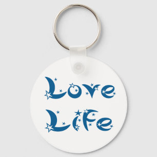 Attitude Motivational Love Life Quote Blue Stars Keychain