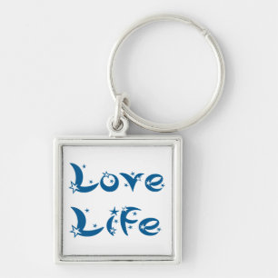 Attitude Motivational Love Life Quote Blue Stars Keychain