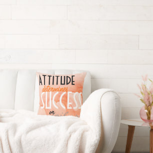 Attitude...Success Orange Heart Background Throw Pillow