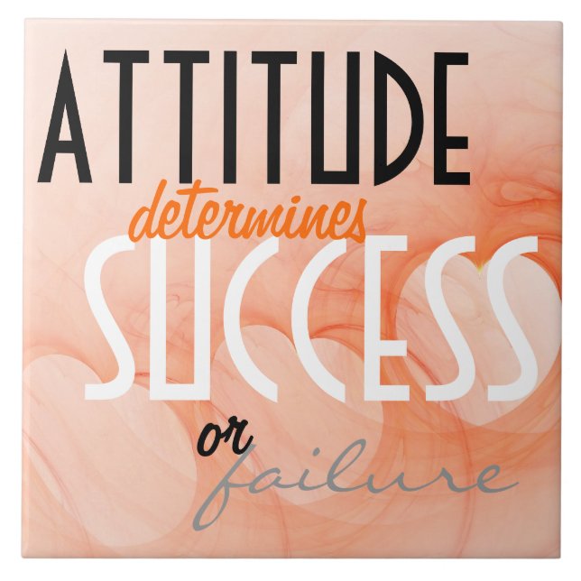 Attitude...Success Quote Orange Heart Abstract Tile (Front)