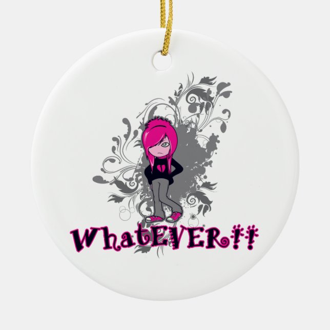 attitude whatever ermo girl vector art ceramic ornament (Front)