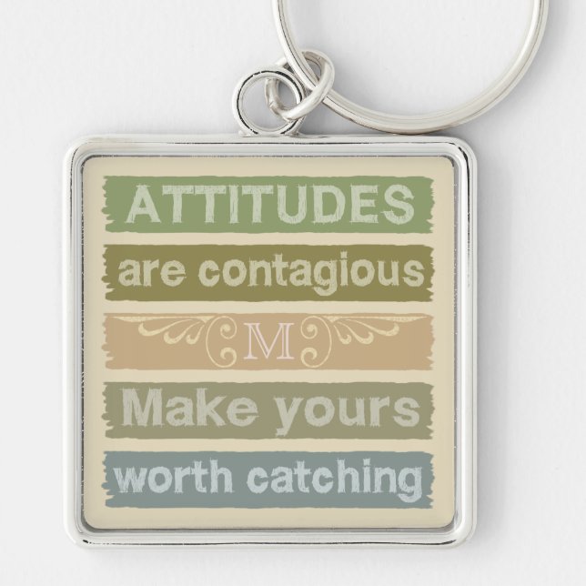 ATTITUDES custom monogram motivational key chains (Front)