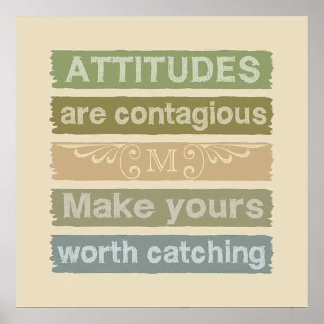 ATTITUDES custom monogram motivational poster (Front)
