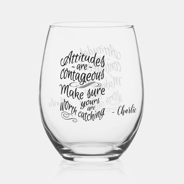 ATTITUDES custom name Stemless Wine Glass (Front)