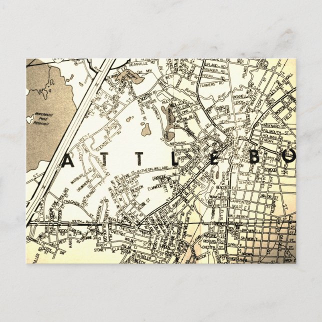 Attleboro, MA Carte Vintage (Devant)