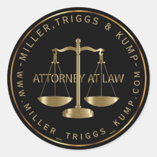 Attorney at Law - Black and Gold Classic Round Sticker