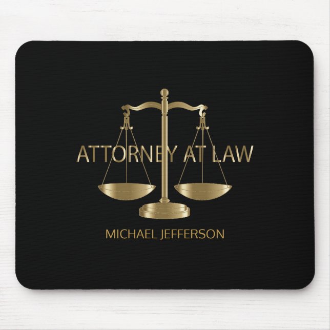 Attorney at Law - Black and Gold Mouse Pad (Front)