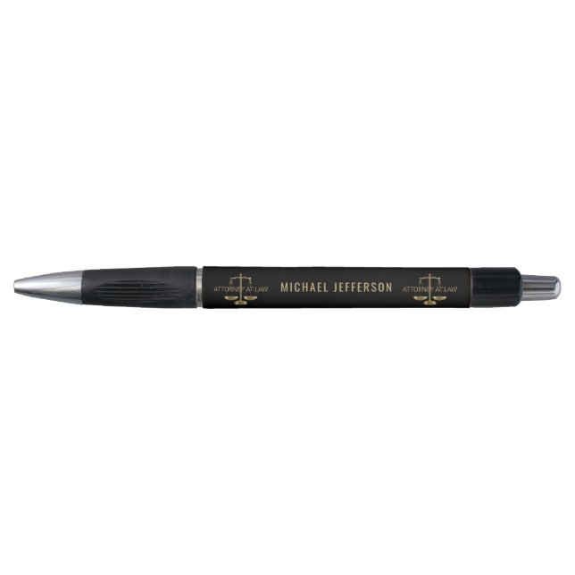 Attorney at Law  - Black and Gold Scales Pen (Front)