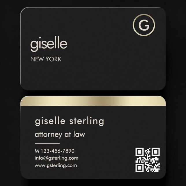 Attorney at Law Black Gold QR Code Business Card (Creator Uploaded)