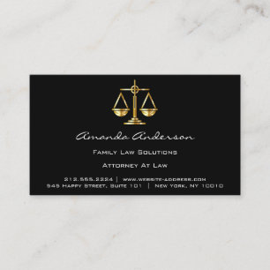 Attorney at Law Black Gold Scale Lawyer Custom Log Business Card