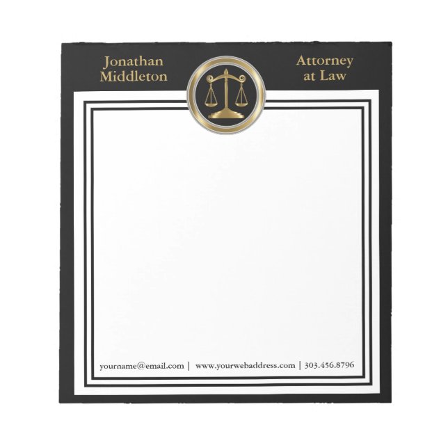 Attorney at Law - Bloc-notes noir et or (Devant)