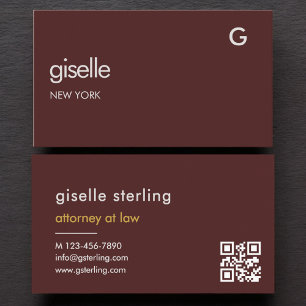 Attorney at Law Burgundy Gold QR Code Business Card
