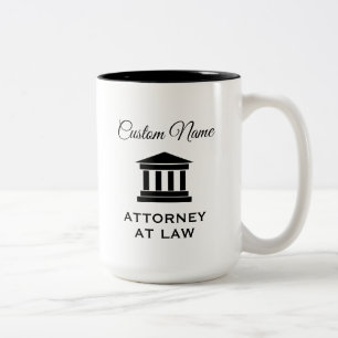 Attorney at law custom lawyer name Two-Tone coffee mug