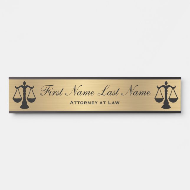 Attorney at Law Door Signs Lawyer Gold Long Name   (Front)