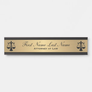 Attorney at Law Door Signs Lawyer Gold Long Name