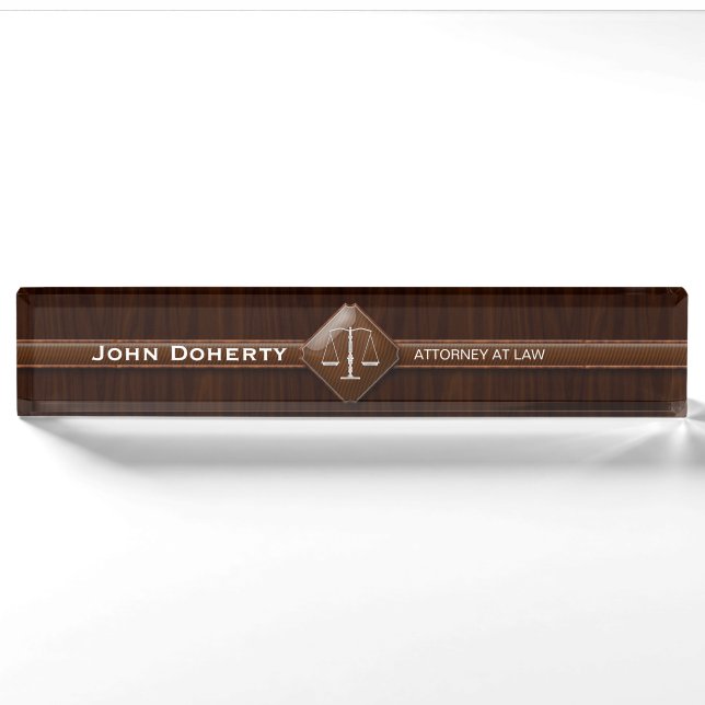 ATTORNEY AT LAW | Elegant Desk Name Plate (Front)
