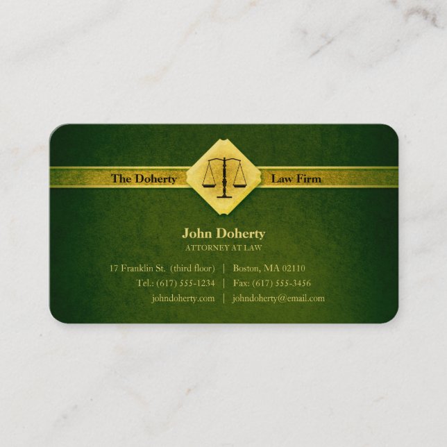 ATTORNEY AT LAW | Elegant Green Business Card (Front)