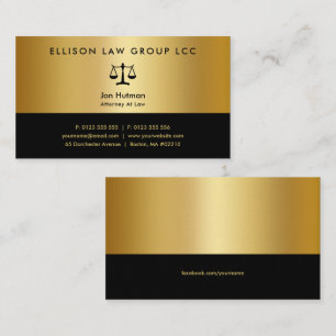 Attorney at Law   Elegant Professional Gold Black Business Card