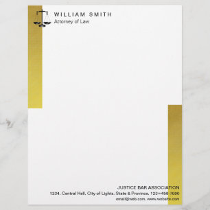 Attorney At Law Gold Metal Legal Scale Lawyer Letterhead