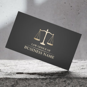Attorney at Law Gold Scale Dark Grey Lawyer Business Card