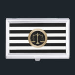 Attorney at Law Gold Scale Modern Stripes Lawyer Business Card Holder<br><div class="desc">Attorney at Law Gold Scale Modern Stripes Lawyer Business Card Holder.</div>