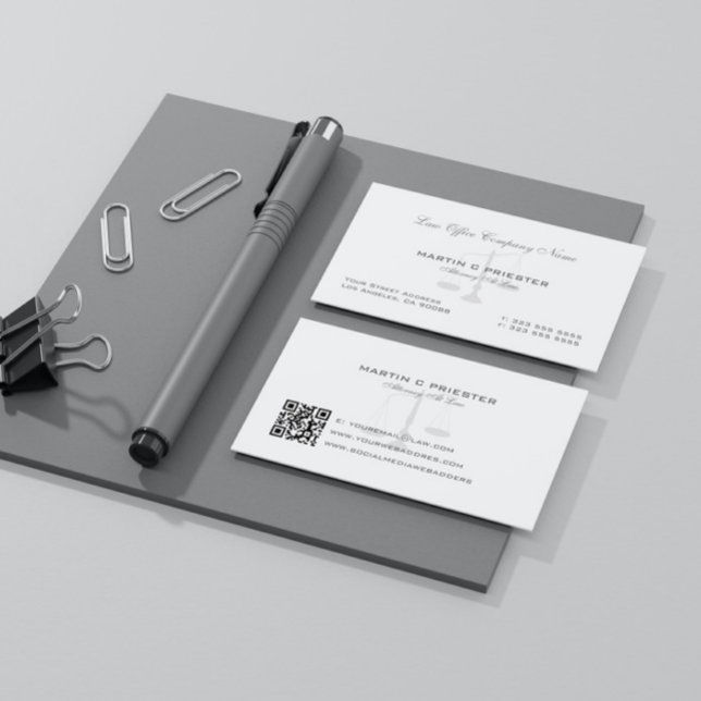 Attorney At Law, Justice Scale Watermark  Business Card (Creator Uploaded)