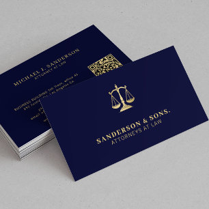 Attorney at law lawyer professional gold navy business card