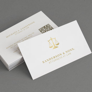 Attorney at law lawyer professional gold white business card