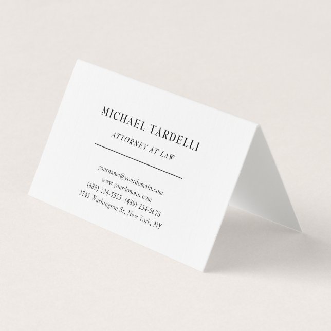 Attorney at Law Linen Minimalist Classical Pro Business Card (Front)