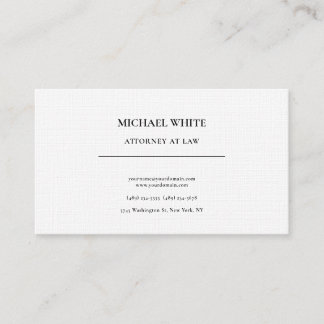 Attorney at Law Linen Minimalist Professional Business Card
